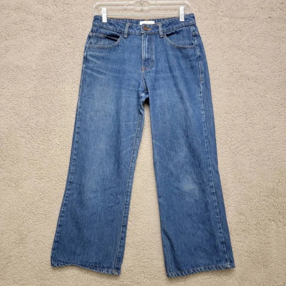 Om Urban Outfitters Womens Crop Bootcut Jeans Blue Pockets Mid Rise Denim 28